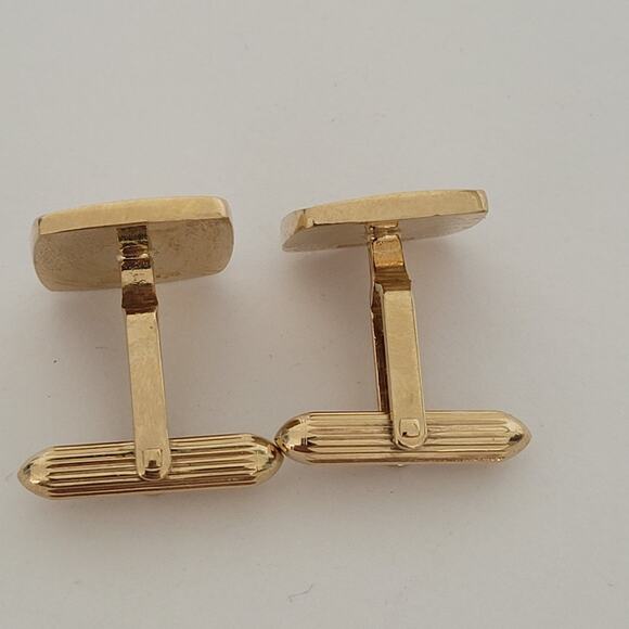 Burberry Cufflinks Set Gold Silver Tone Logo Vintage Square Hallmark Retro - Picture 3 of 7